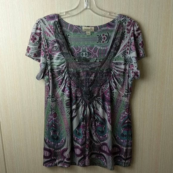Tops - Purple and green blouse size large